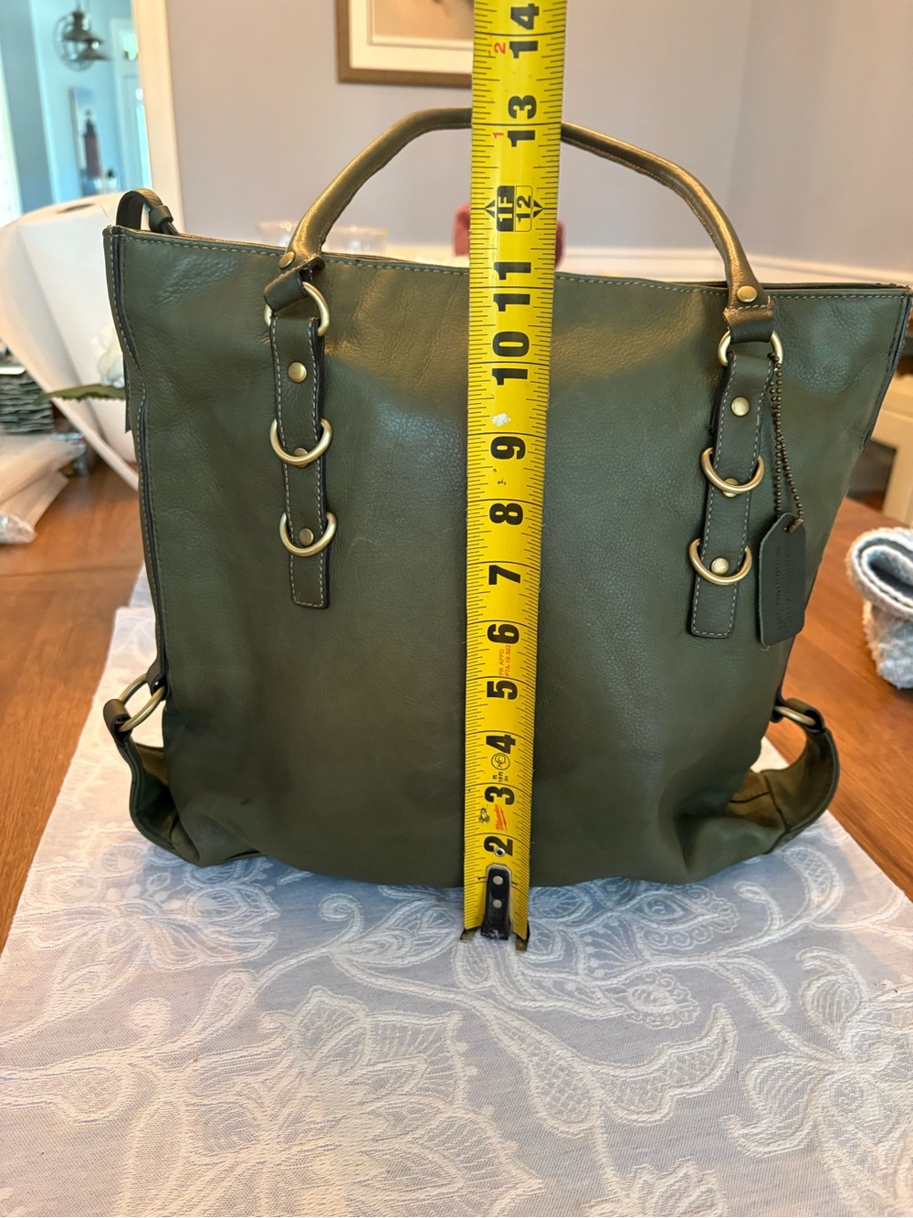 A.N.A Olive Green Leather Tote Bag - Picture 5 of 8